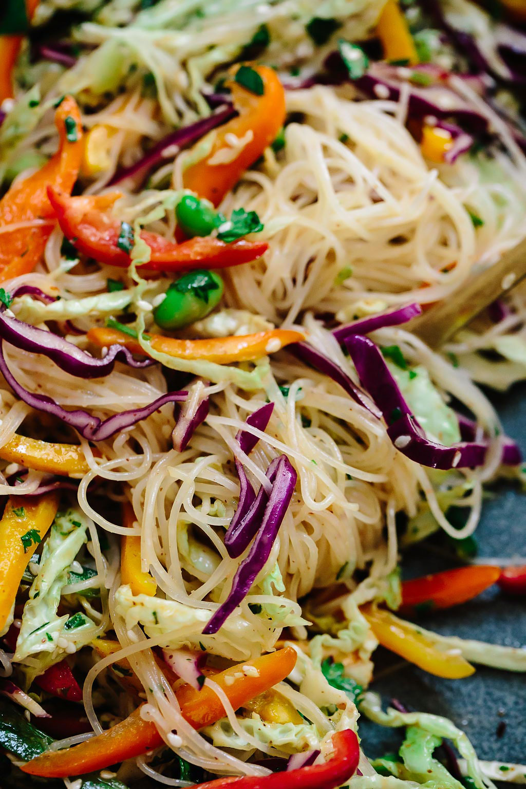 Rainbow Veggie Rice Noodle Bowls