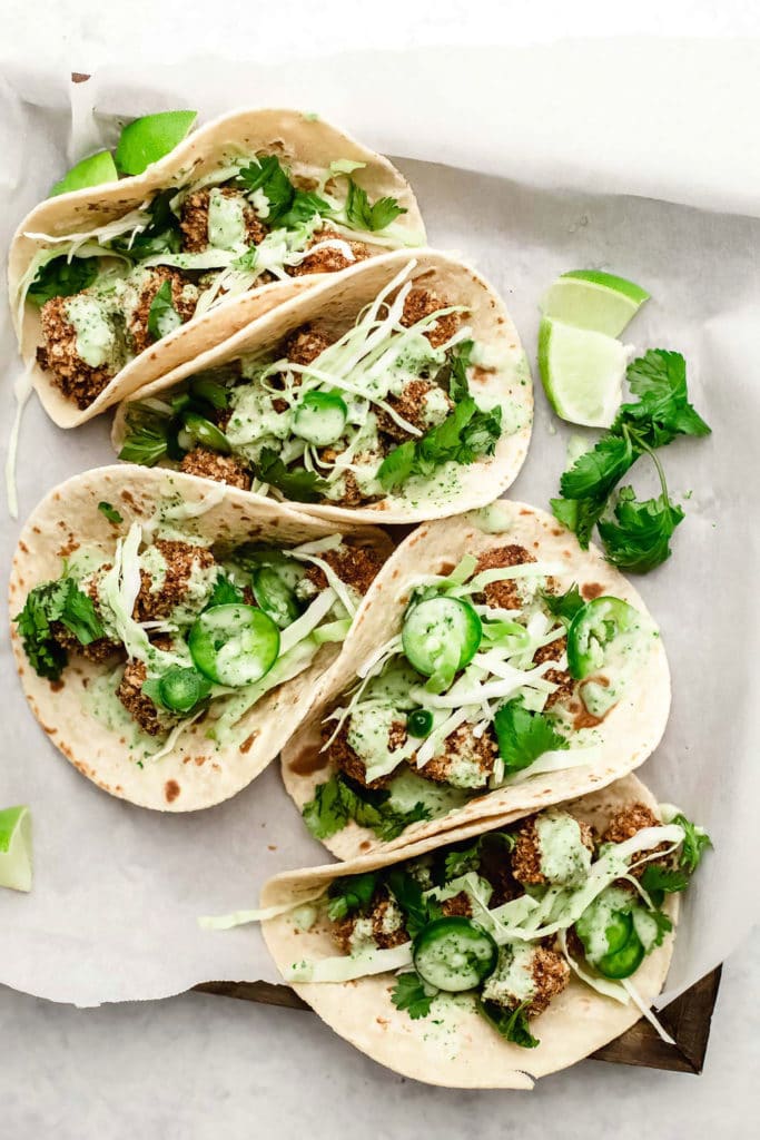 Vegan Crispy Tofu Tacos with CilantroJalapeño Ranch Blissful Basil
