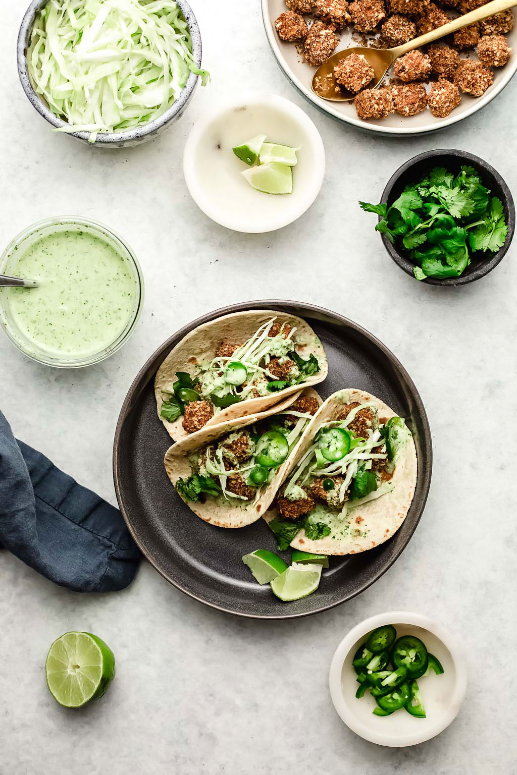 Crispy Tofu Tacos with Cilantro-Jalapeño Ranch