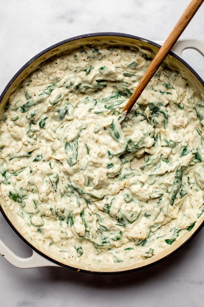 Vegan Cauliflower Cashew Spinach Artichoke Dip - Blissful Basil