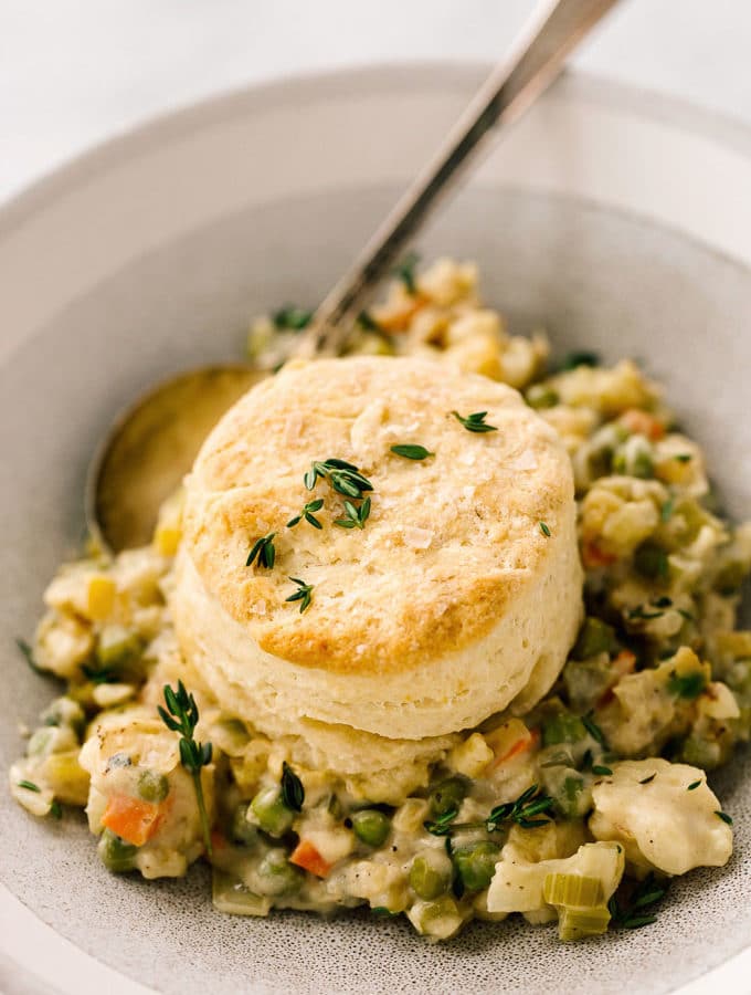 Vegan Cauliflower Pot Pie with Biscuits