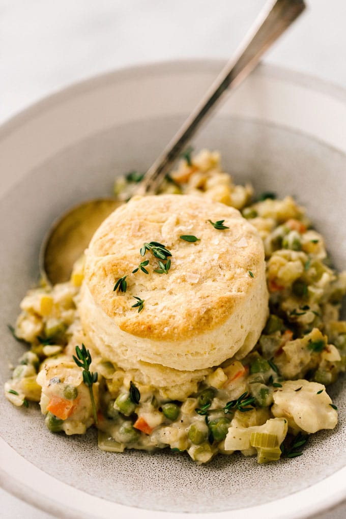 Vegan Cauliflower Pot Pie with Biscuits