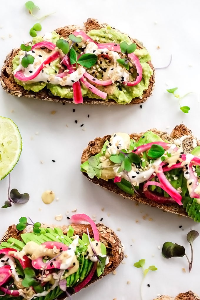 Fancy Avocado Toast Lime Pickled Onions Dijon