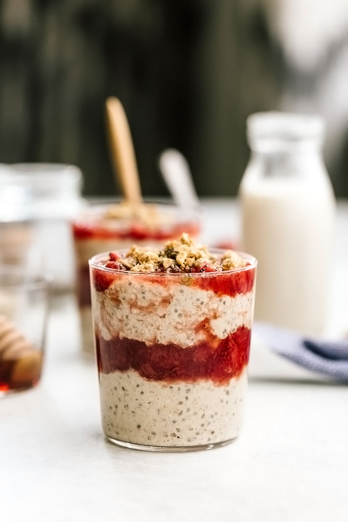 Strawberry Almond Butter Overnight Oats - Blissful Basil