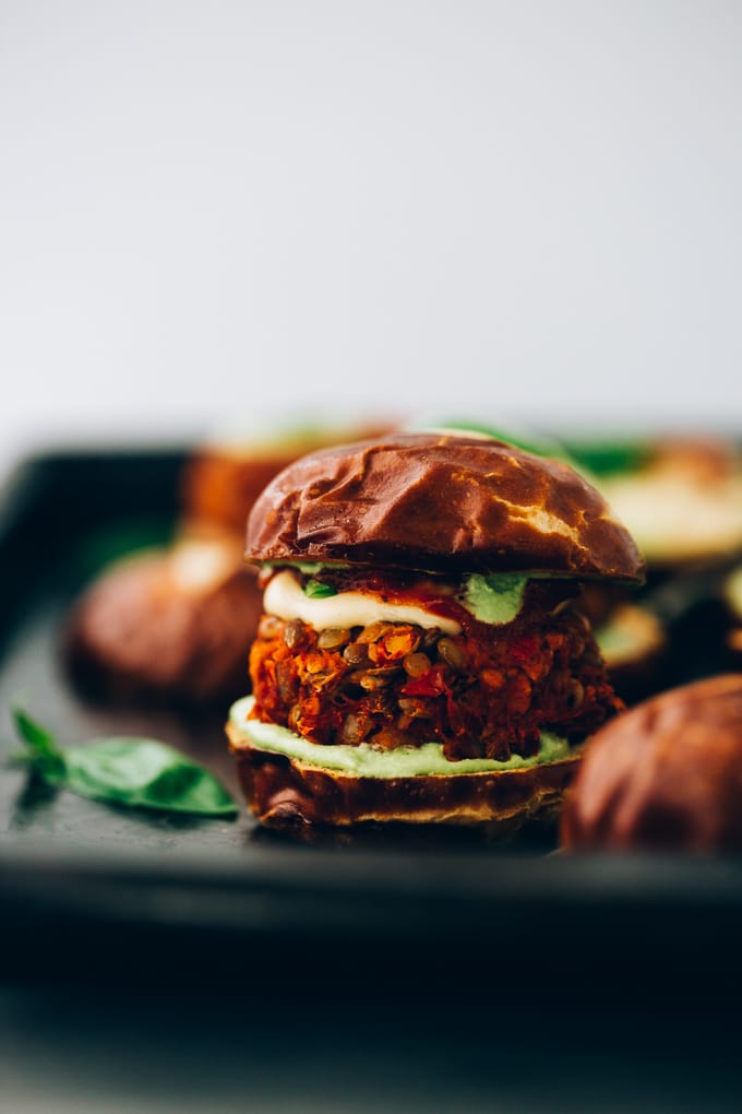 Vegan Lentil Pizza Burgers