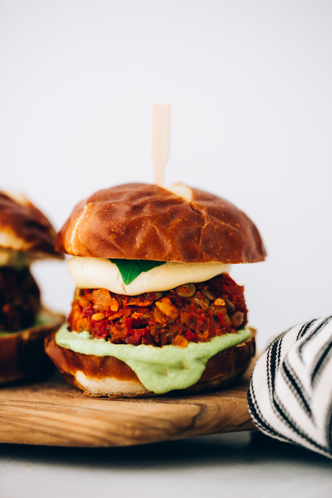 Vegan Lentil Pizza Burgers