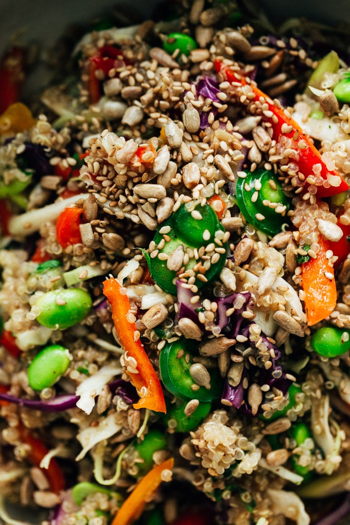 Nutty Rainbow Veggie Quinoa Crunch Salad