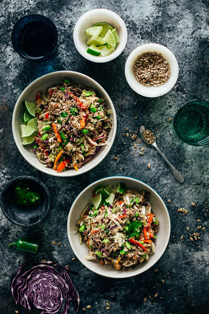 Nutty Rainbow Veggie Quinoa Crunch Salad