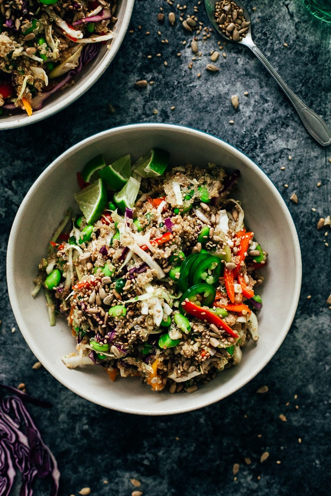 Nutty Rainbow Veggie Quinoa Crunch Salad