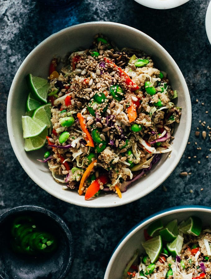 Nutty Rainbow Veggie Quinoa Crunch Salad