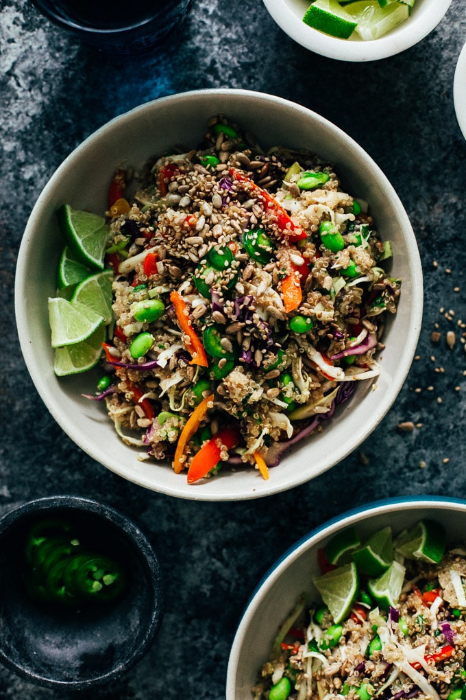 Nutty Rainbow Veggie Quinoa Crunch Salad