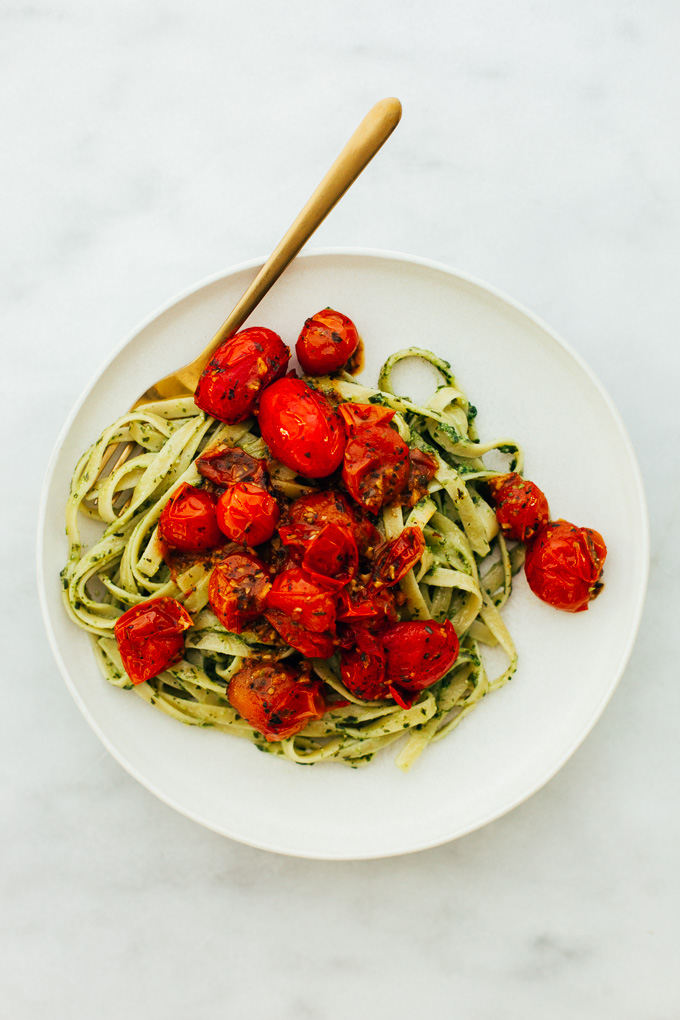 Pesto Pasta Garlic Herb Burst Tomatoes