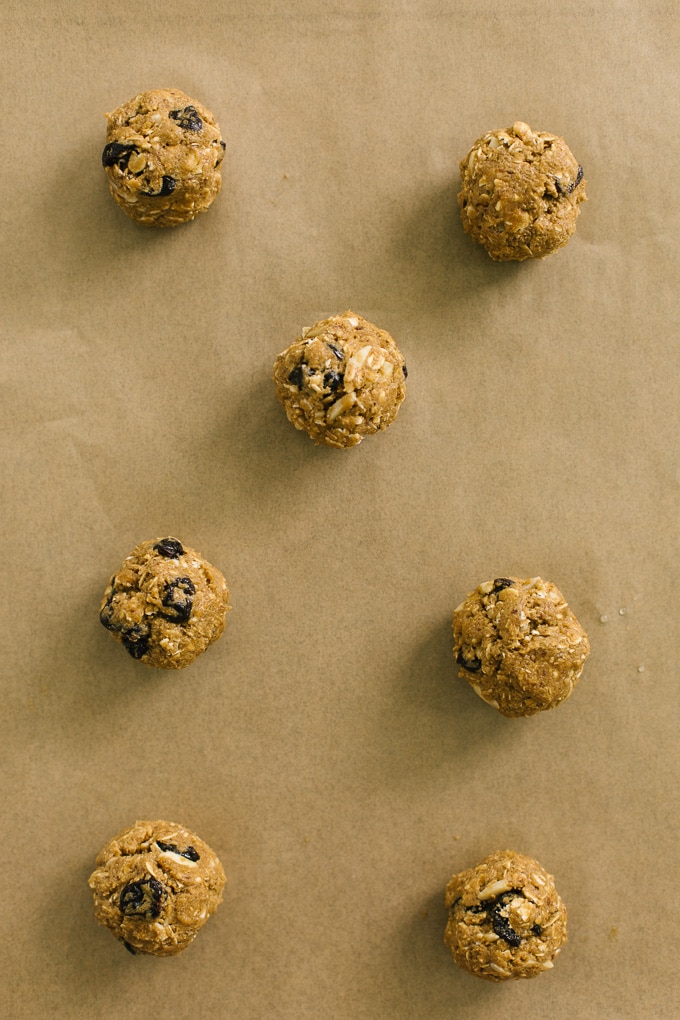 Vegan Oatmeal Cherry Almond Cookie Dough Balls