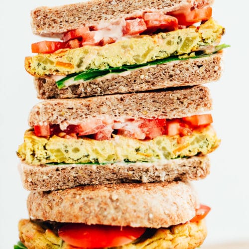 Vegan Tofu Veggie "Egg" Patty Breakfast Sandwich Blissful Basil